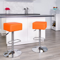 Flash Furniture CH-82058-4-OR-GG Contemporary Orange Vinyl Adjustable Height Barstool